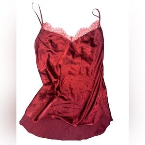 Victoria’s Secret dark red lace silk top.